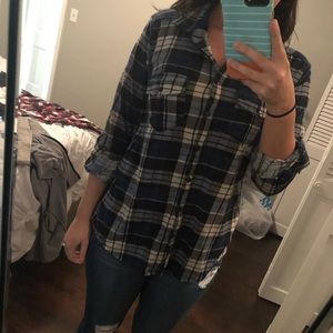 Blue and White Plaid Flannel